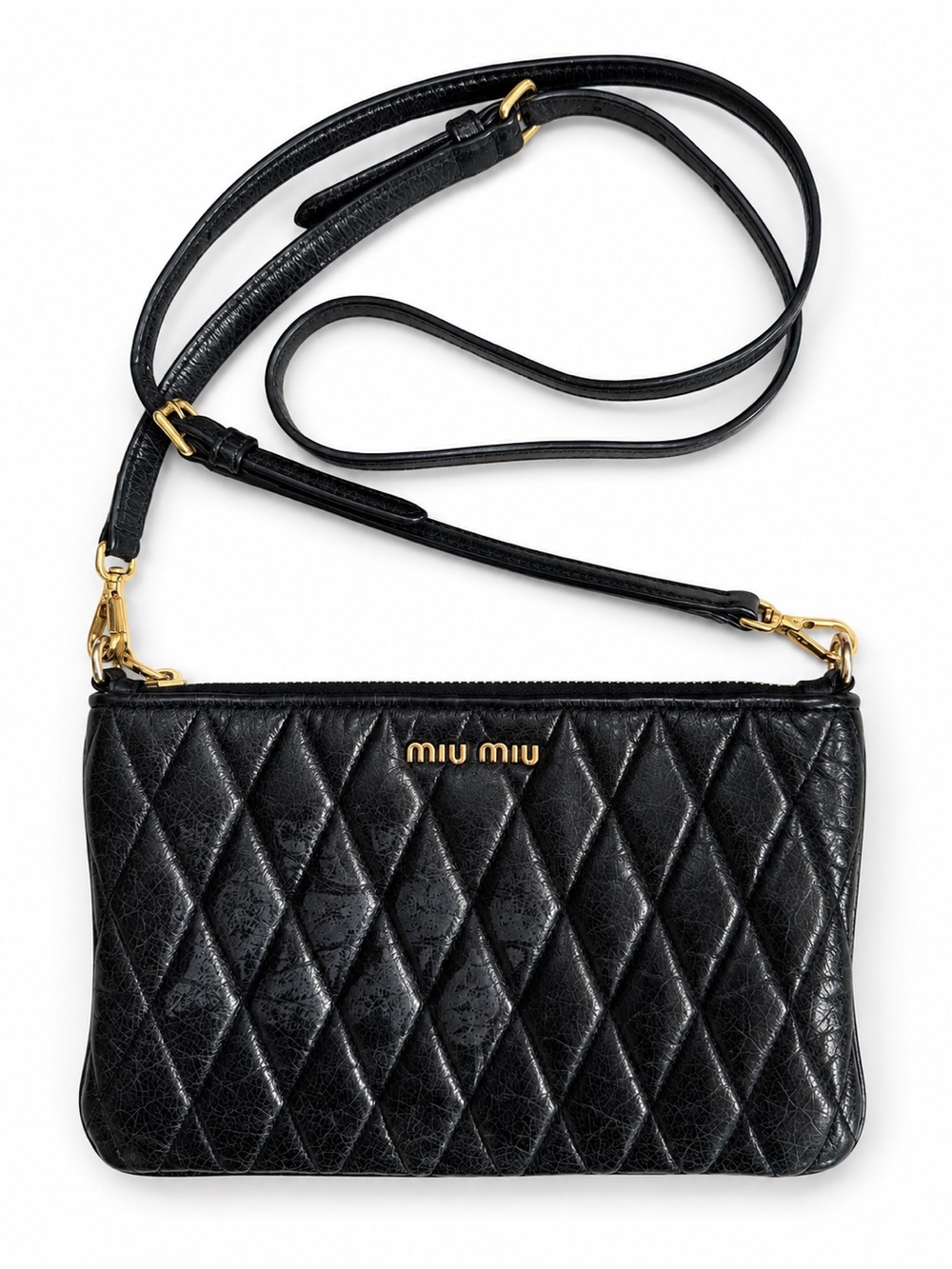 Miu Miu Black Quilted Leather Convertible Crossbody